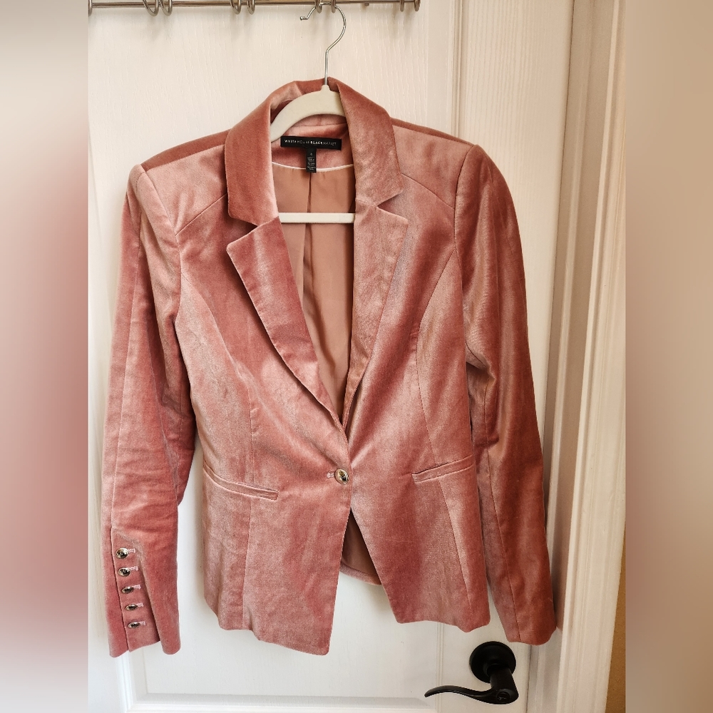 WHBM - Pink Velvety Blazer Jacket - US Women's Size 4 - White House Black Market - Picture 5 of 13